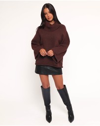 Petal & Pup - Bindy Cowlneck Knit Sweater - Brown