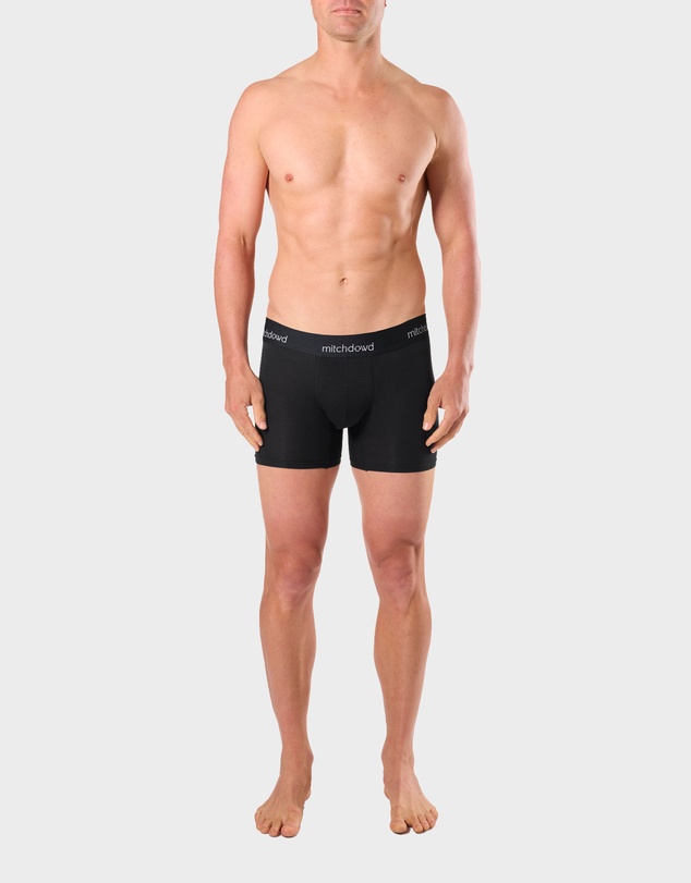 Mitch Dowd - Mens Stretch Cotton Comfort Long Leg Trunks 3 Pack - Black