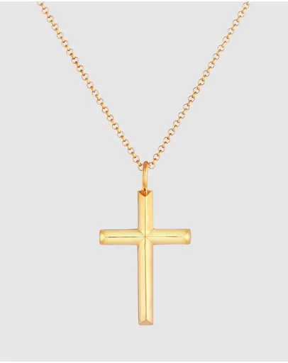 Kuzzoi - ICONIC EXCLUSIVE - Long Necklace with Cross Pendant in Gold-Plated 925 Sterling Silver