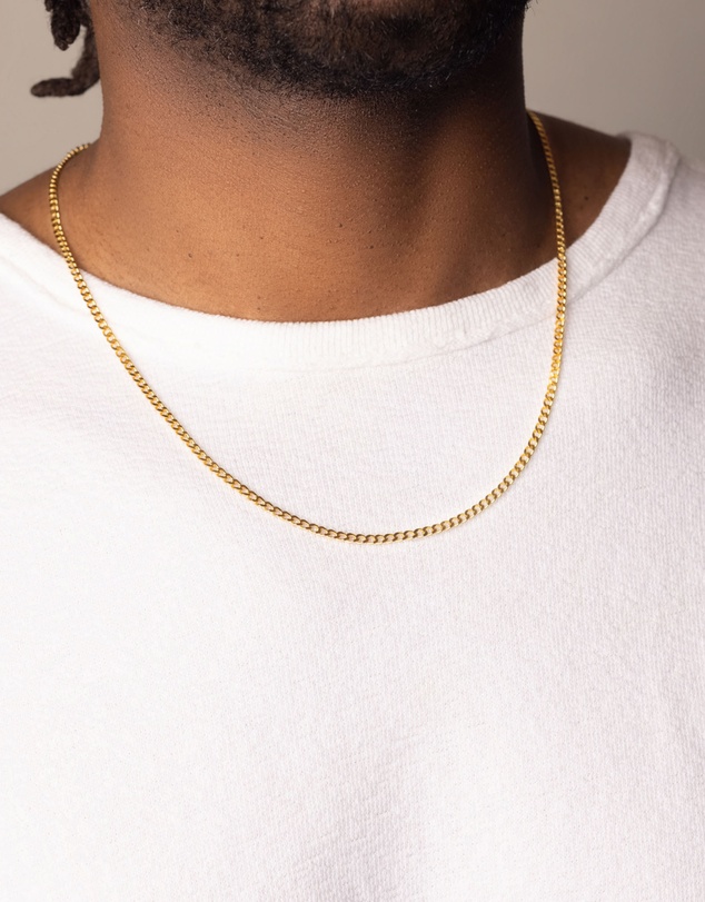 Nialaya Jewellery - Men's Gold Cuban Link Chain in 3mm