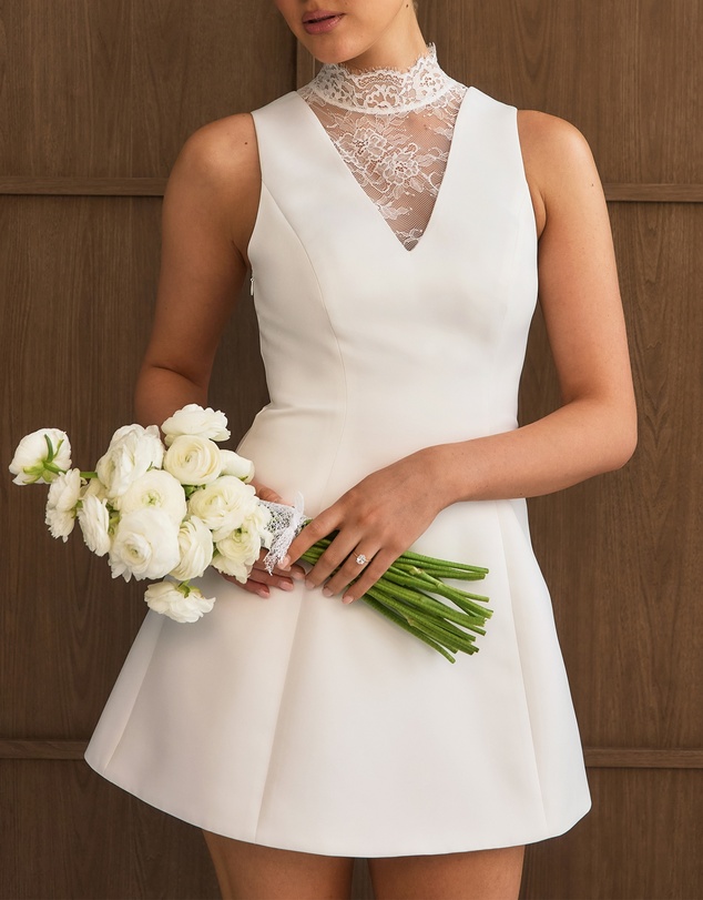 Six Stories - Lace High Neck A-line Mini Dress