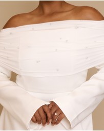 Six Stories - Pearl Trim Bardot Mini Dress