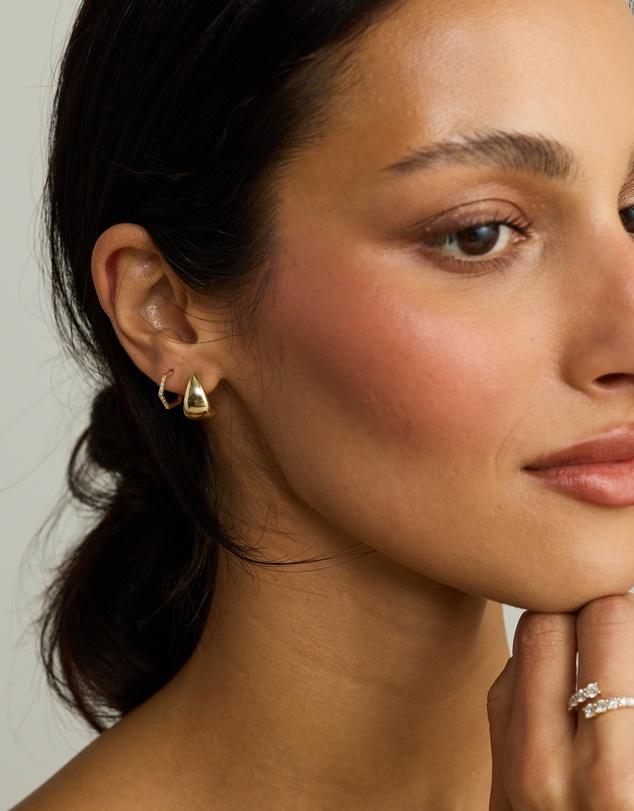 Michael Hill - Diamond Angled Hoop Earrings in 10kt Gold