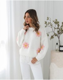 Esther & Co - Ryland Knit - White Floral
