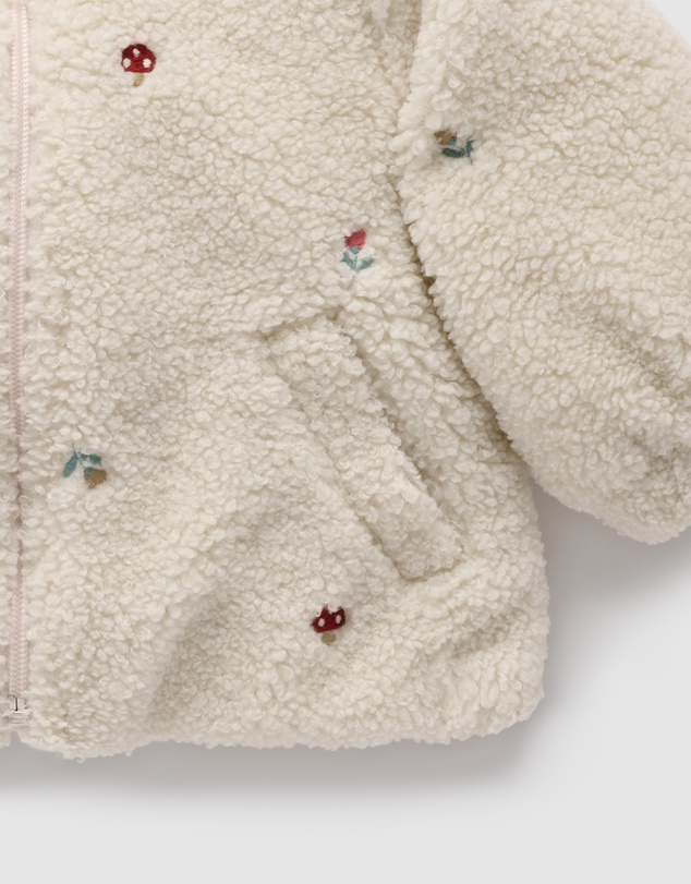Purebaby - Fluffy Embroidered Jacket -Kids-Babies