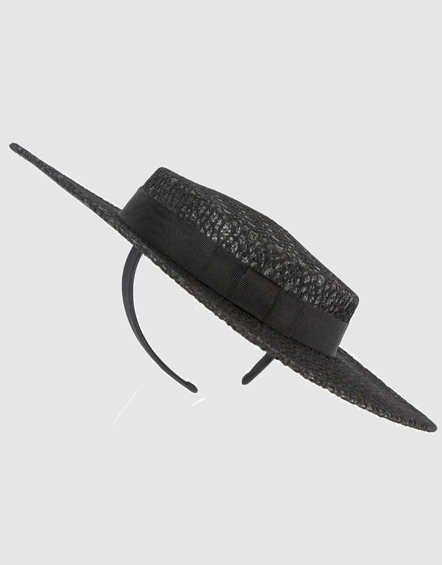 Max Alexander - Black lace-covered Boater Hat