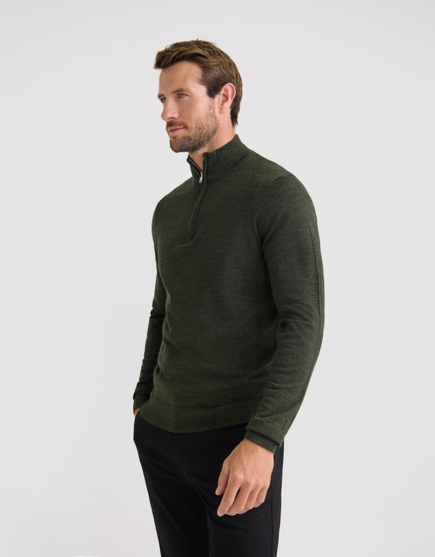 Oxford - Merino Zip Neck Pure Wool Pullover