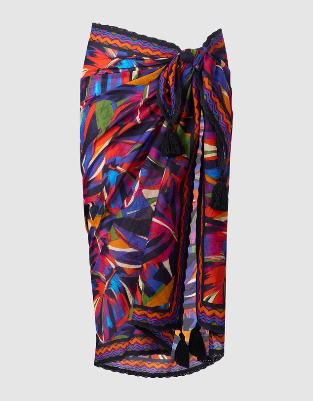 Magicsuit - Mariachi Cotton Side Tie Beach Sarong With Tassels