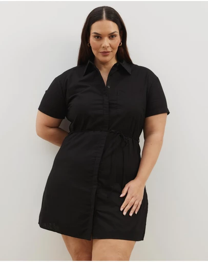 Atmos&Here Curvy - Cara Tie Waist Mini Shirt Dress
