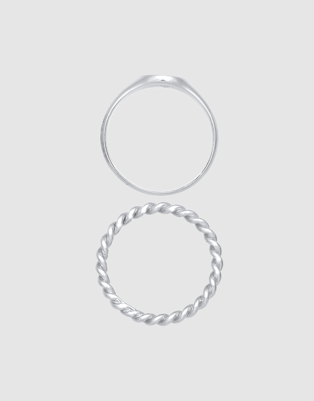 Elli Jewelry - Twisted Ring Set in 925 Silver