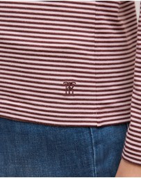 Trenery - Brushed Cotton Stripe Long Sleeve T-shirt in Espresso