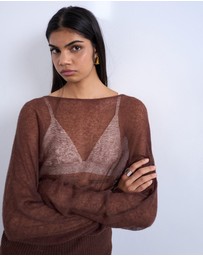 TOPSHOP - Knitted Sheer Cinch Waist Top