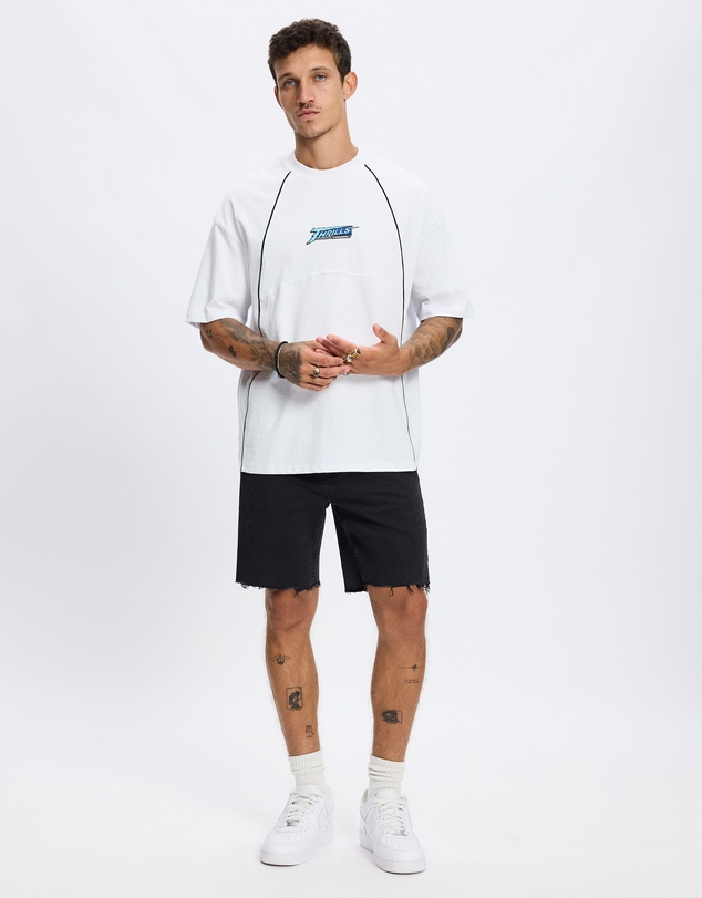 Thrills - Heavy Voltage Box Fit Oversize Cropped Piping Tee
