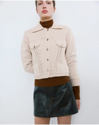 M.N.G - Cardigan Jacket With Shirt Collar