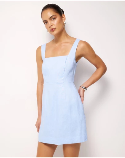 AERE - Kaili Linen Square Neck Mini Dress