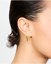 Lovisa - Waterproof Gold Plated Stainless Steel Oval Tube Hoop Earrings 2-Pack