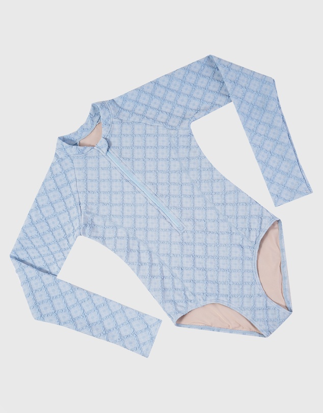 Aqua Blu Kids - Stepping Stones Blue Long Sleeve One Piece - Teens