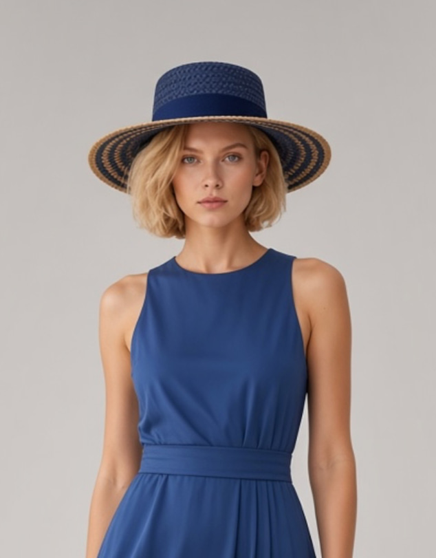 Mossée - Navy Geo Wave Straw Hat