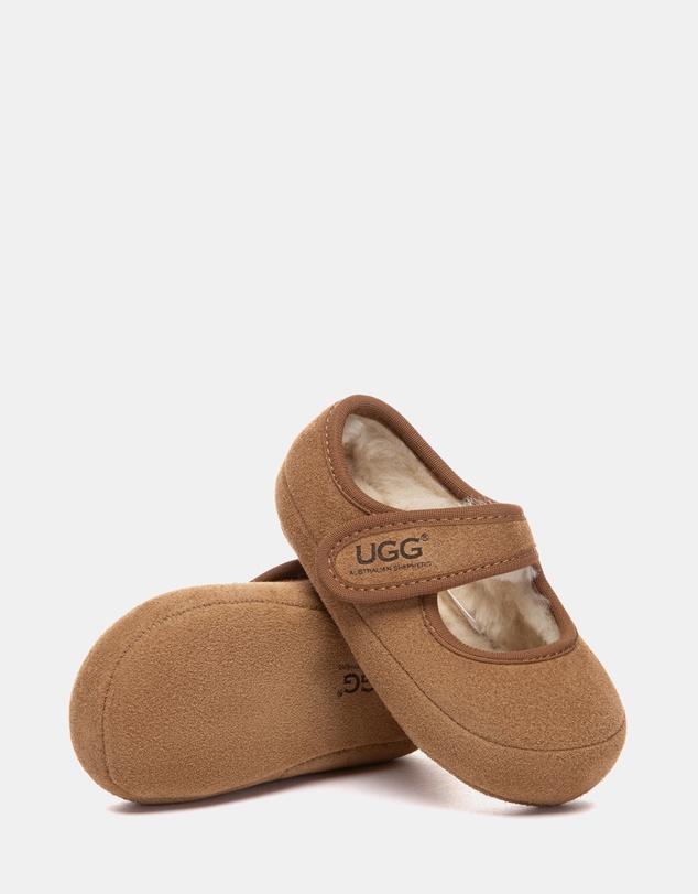 EVERAU - Australian Shepherd Ugg Millie Toddler Cow Suede Upper Loafer Oxfords Flats
