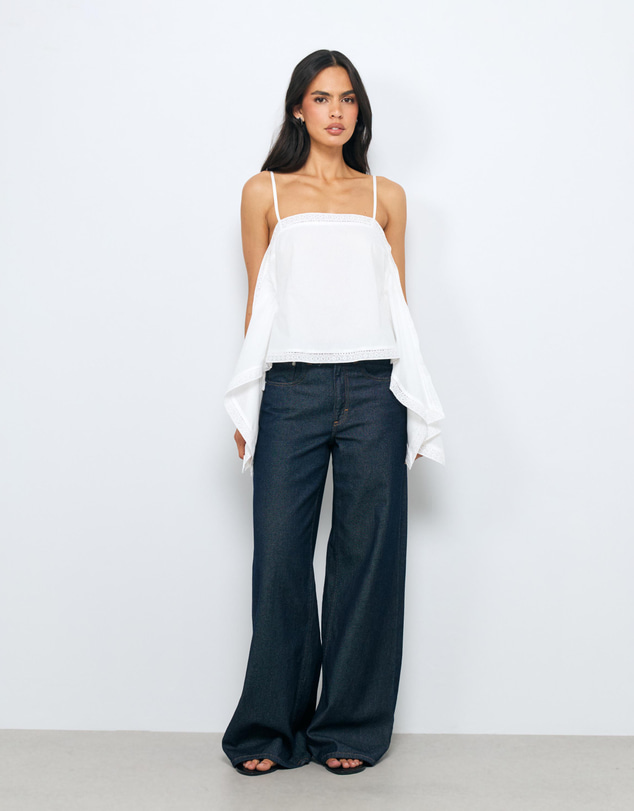 AERE - Piper Cotton Trim Detail Scarf Top