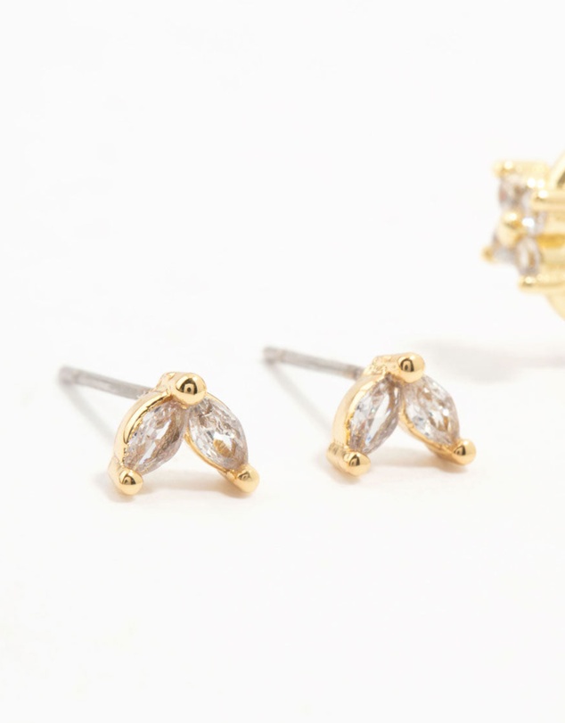 Lovisa - Gold Plated Brass Cubic Zirconia Hoop Earrings 4-Pack