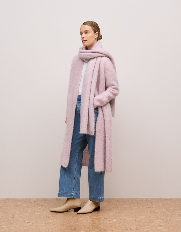 Trenery - Brushed Alpaca Longline Cardigan in Pink Rose