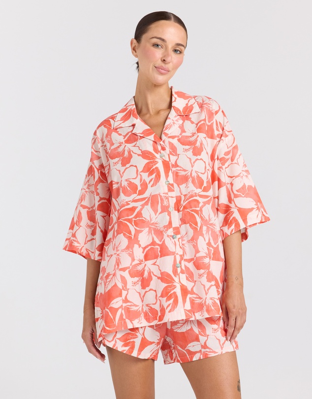 Poolside Paradiso - Java Over Shirt - Hibiscus