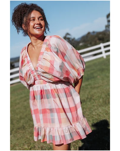 Petal & Pup - Itsy Mini Dress - Pink Picnic Plaid