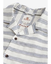 NEXT - Textured Stripe Short Sleeve Shirt With Cuban Collar