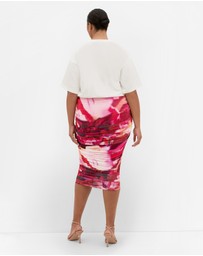 City Chic - Livia Ruched Print Skirt