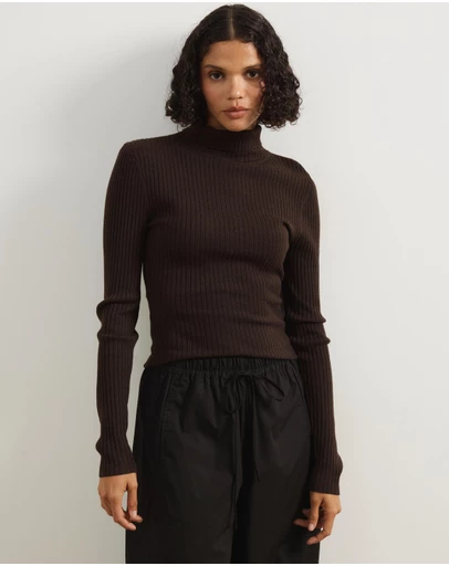 Atmos&Here - Annie Wool Blend Turtleneck Knit Top