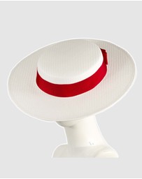 Max Alexander - White and Red Boater Hat