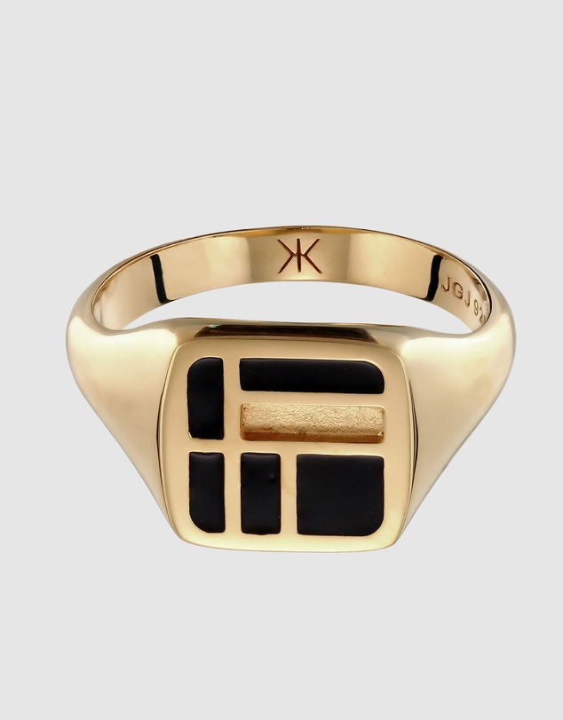Kuzzoi - ICONIC EXCLUSIVE - Enamel Signet Ring in Gold-Plated 925 Sterling Silver