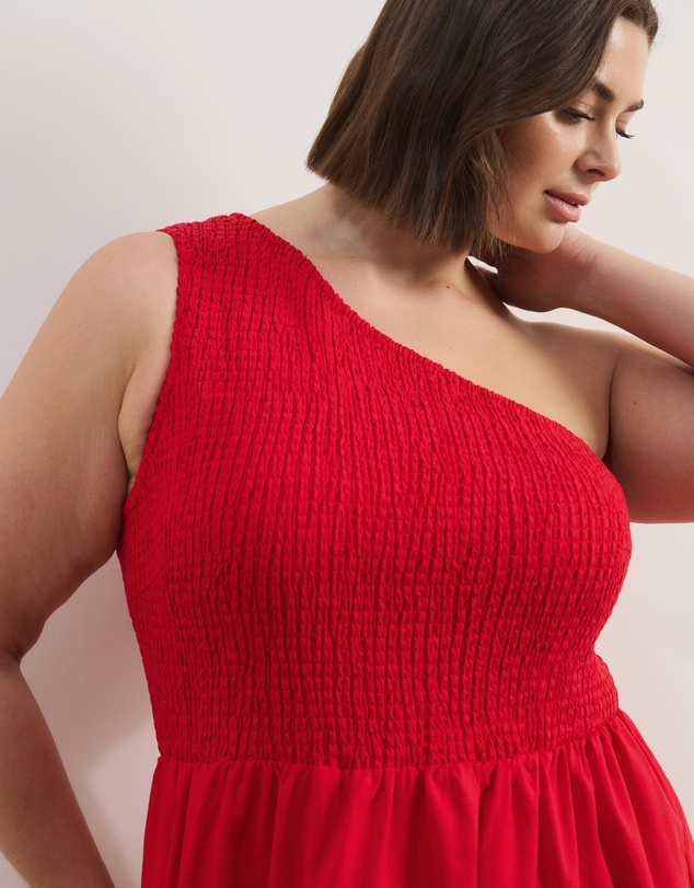 Atmos&Here Curvy - Josie Linen Blend One Shoulder Tiered Maxi Dress