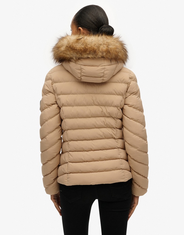 Superdry - Fuji Faux Fur Slim Fit Hood Padded Jacket