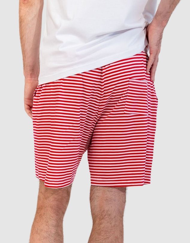 Sant And Abel - Men's Jersey Red Stripe Sleep Shorts