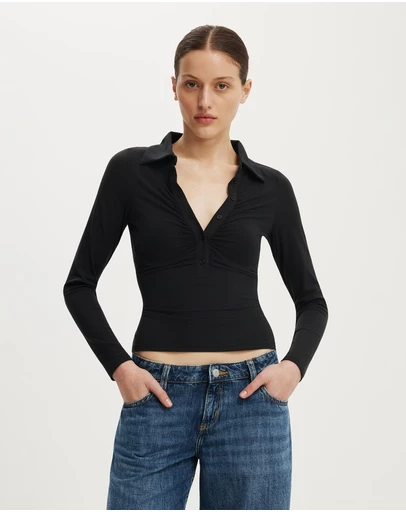 Cotton On - Hold Me Long Sleeve Polo
