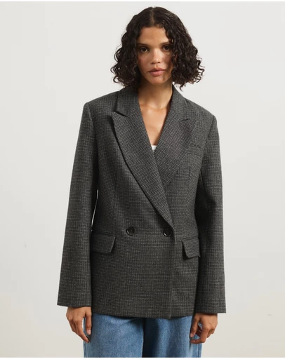 Atmos&Here - Amaya Double Breasted Wool Blend Blazer