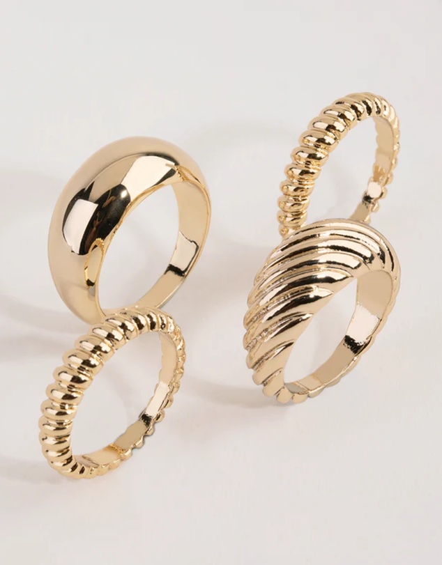 Lovisa - Gold Plated Twisted & Plain Ring Set