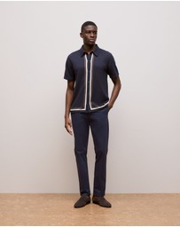 Trenery - Cotton Silk Graphic Knit Shirt in Navy