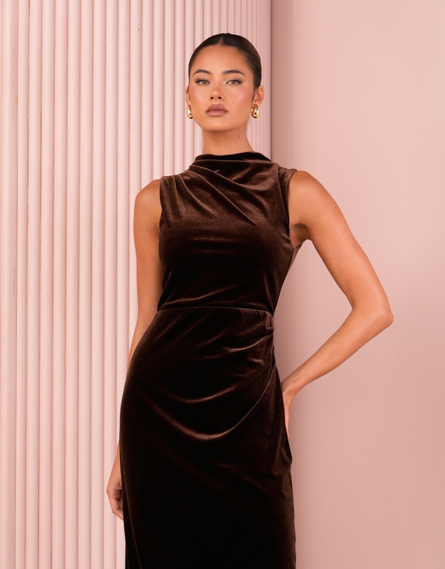 Azzurielle - Moriah High Neck Maxi Gown