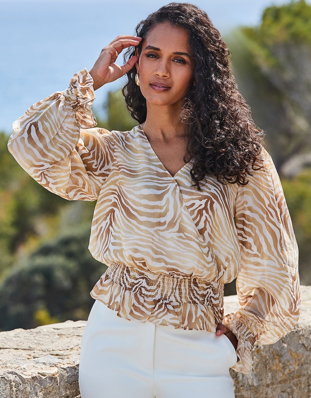 Sosandar - Shirred Sleeve Detail Blouse