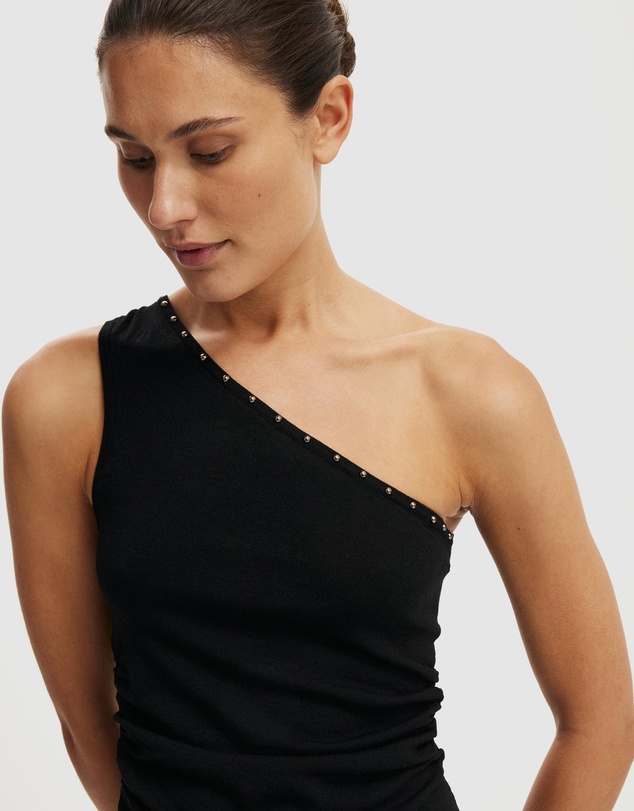 Cotton On - Stud Trim Asymmetrical Knit Top