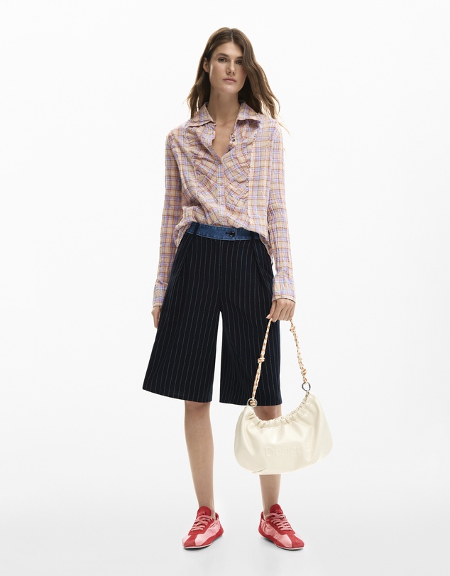 Desigual - Ruched checkered shirt