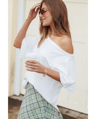 Petal & Pup - Rylan One Shoulder Tee - White