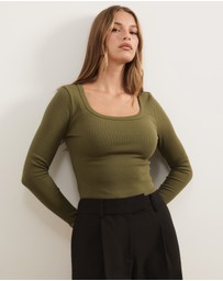 Atmos&Here - Organic Cotton Rib Scoop Neck Top