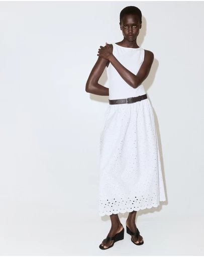 M.N.G - A-Line Dress with Broderie Anglaise Embroidery