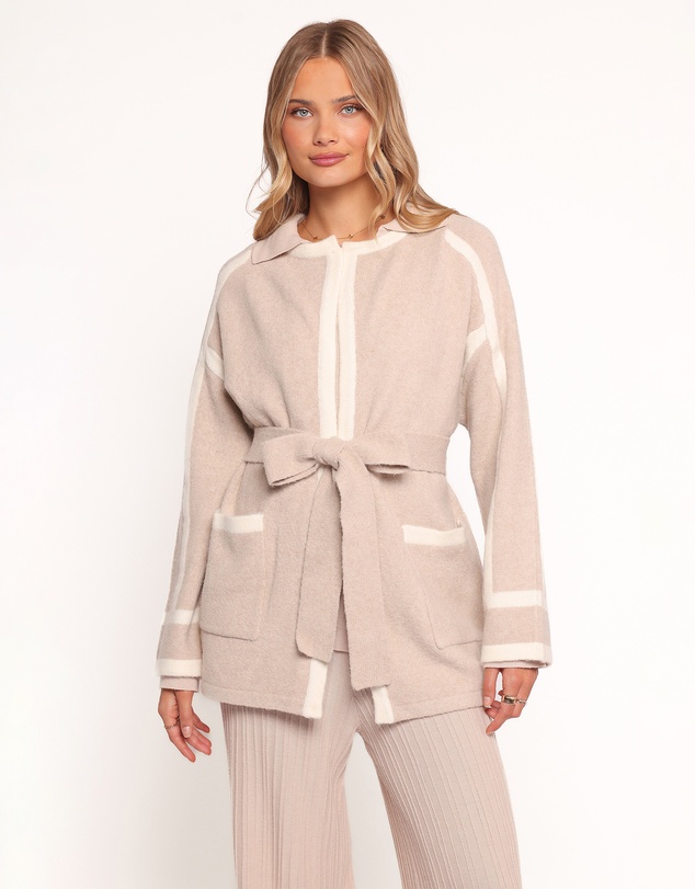 Petal & Pup - Maloney Tie Front Coatigan - Beige