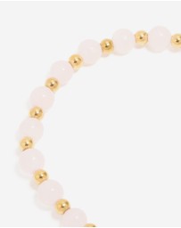 Lovisa - Waterproof Gold Plated Stainless Steel Rose Quartz Beaded Stretch Bracelet
