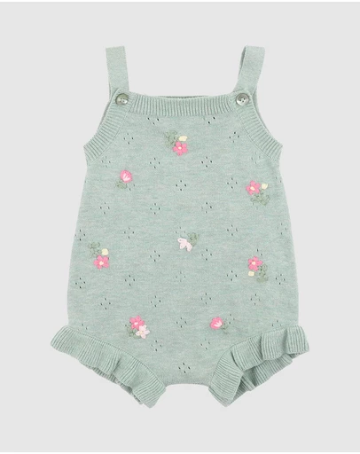 Bebe by Minihaha - Chelsea Organic Hand Emb. Knit Bodysuit - Babies
